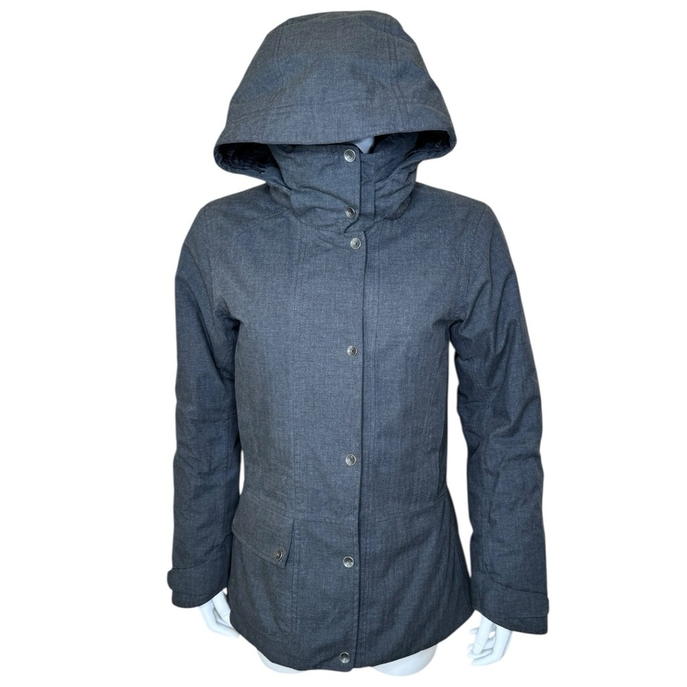 Nau Down Jacket S Hooded Insulated Waterproof Zip Snap Gray - Picture 3 of 13
